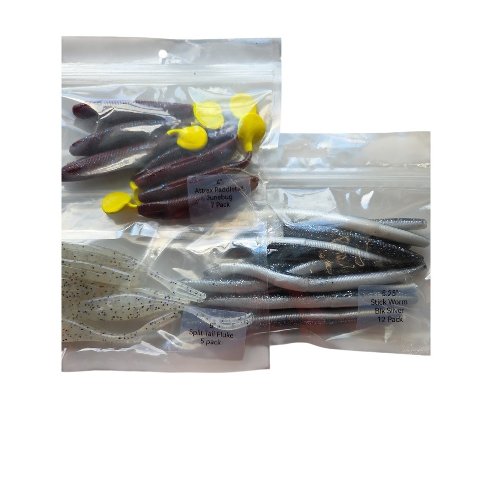 11. Soft Plastics Bundle – Paddle Tail • Fluke • Stick Worm – Brand New!